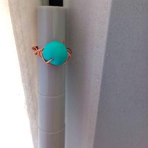 Wire-wrapped turquoise ring